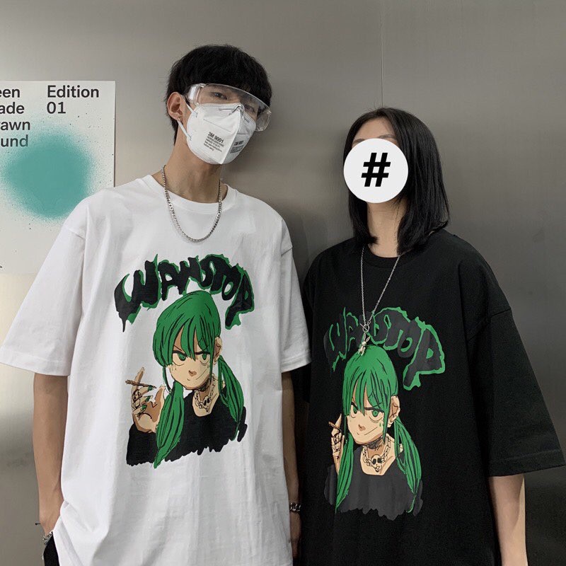 Áo thun unisex nam nữ tay lỡ form rộng oversize màu trắng đen - destboy