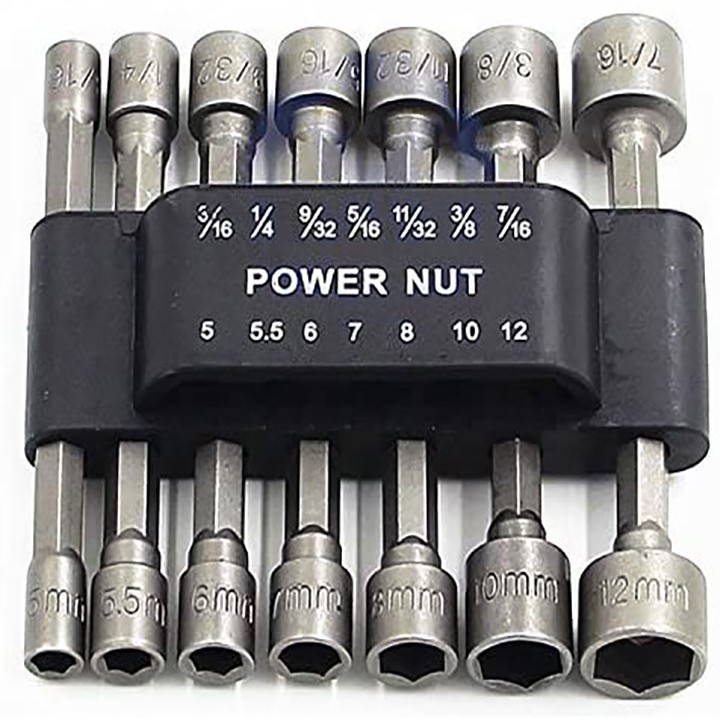 Bộ 14 đầu khẩu vặn ốc lục giác gắn máy khoan - đầu tuýp lục giác