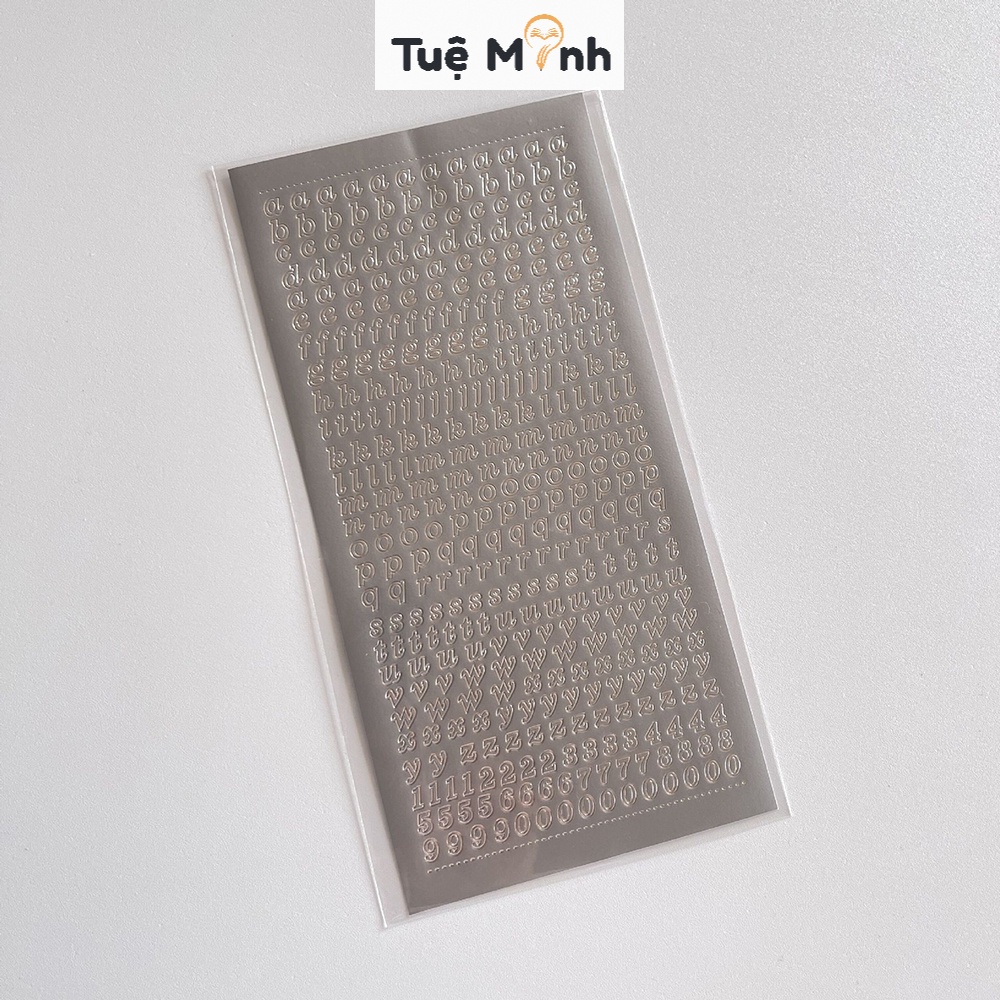 Sticker chữ cái alphabet, chữ số viền dot dán take note, trang trí đa ...