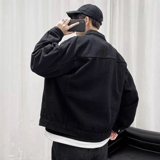 áo khoác jeans đen trơn denim jacket unisex