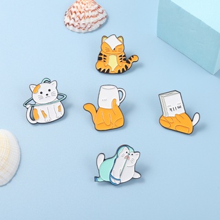 Bộ 5 Ghim Cài Áo Tráng Men Mèo Hoạt Hình / Cốc Kem / Hành Tinh / Hành Tinh Dễ Thương Làm Quà