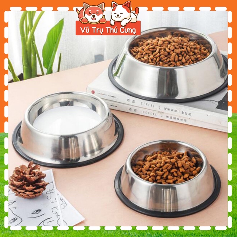 Bát ăn inox chống trượt cho Chó mèo Full size