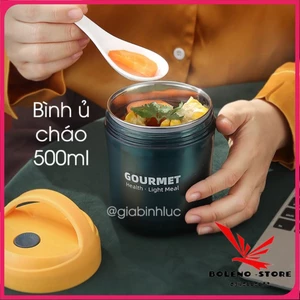 Bình ủ cháo GOURMET 500ml kèm muỗng, Hộp đựng thức ăn cho bé, đựng cơm văn phòng