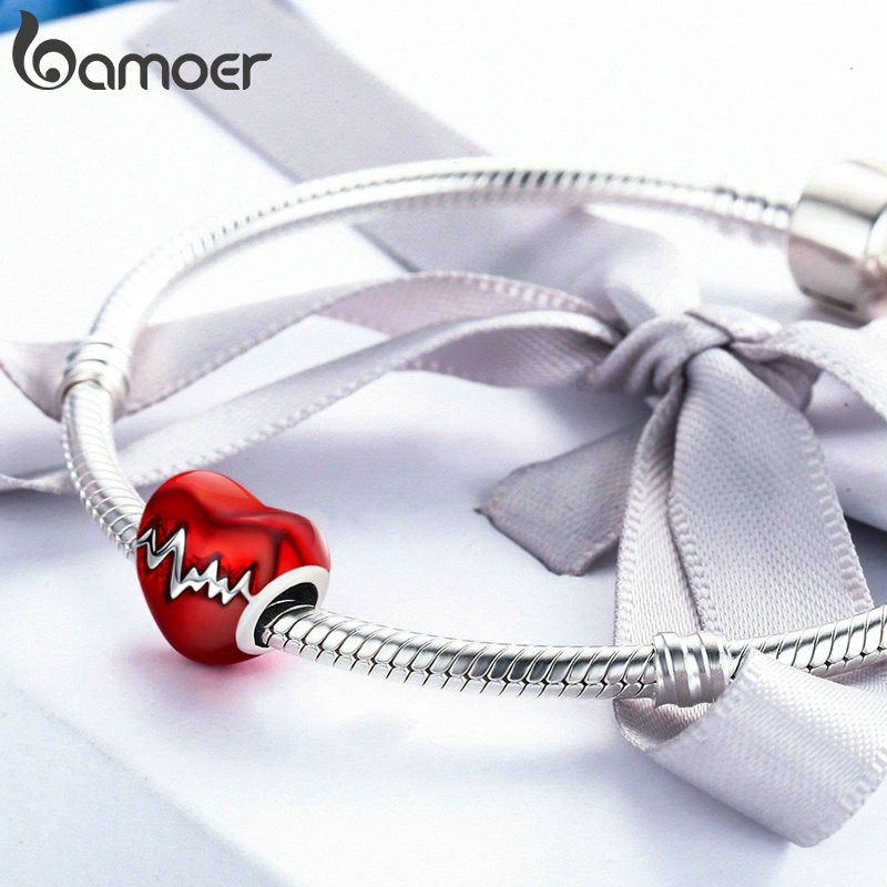 Mặt Làm Trang Sức Bamoer Hình Trái Tim Bằng Bạc 925