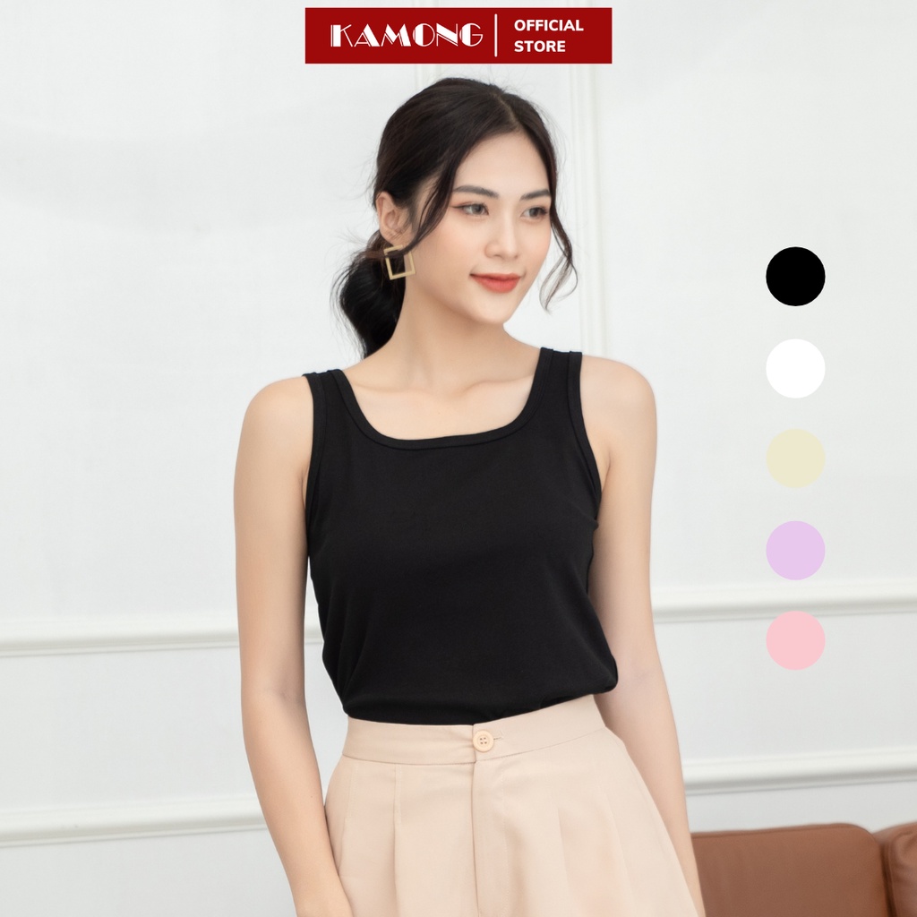 Ảnh Áo ba lỗ nữ sát nách KAMONG thun cotton 100% A134 1