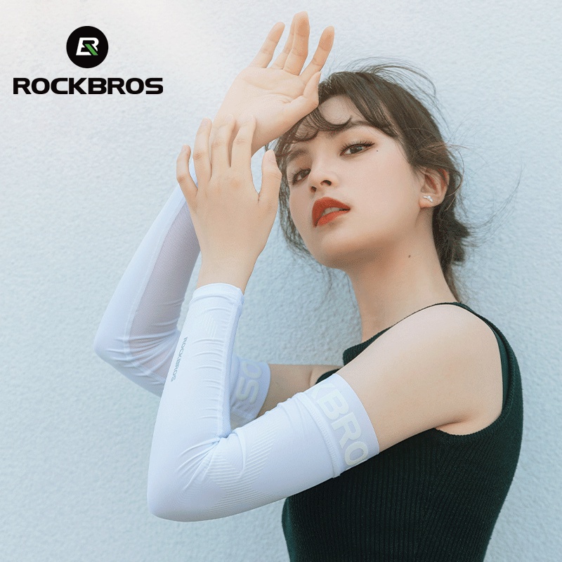 Tay áo chống tia cực tím Rockbros dành cho nam và nữ Vỏ bọc cánh tay mùa hè bằng lụa băng để lái xe và đi xe bảo vệ cánh tay có bảo vệ chống nắng