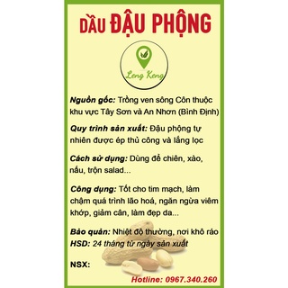 Dầu Đậu Phộng LengKengFarm Bình Định (Dầu Lạc) - Đậu Phộng Sẻ Ta Thơm Giàu Dinh Dưỡng - Dầu Thực Vậtt