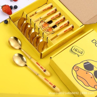 Hộp 6 thìa muỗng hình vịt vàng, Thìa hình vịt vàng cán dài