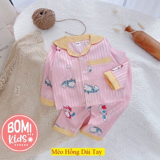 [ 6KG - 19KG ] Đồ Bộ Bé Gái Mặc Nhà Pijama Lụa Cao Cấp Tay Dài Cho Bé - Chất Vải Lụa mềm Mịn Thoáng Mát_BM32