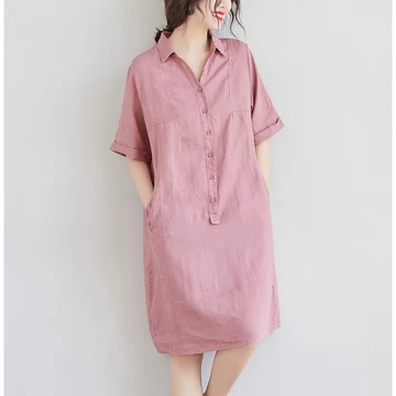 Đầm suông nữ Linen - Cổ đức, 2 túi bổ cơi, vải Linen bột Premium, form váy suông không kén dáng - DS29