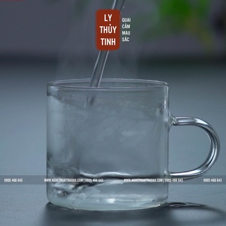 LY THỦY TINH NHỎ CÓ QUAI CẦM TRẮNG NÂU - DUNG TÍCH 100ML