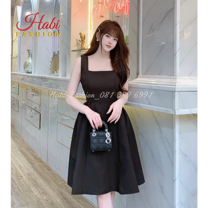 Đầm trắng xòe dự tiệc giá rẻ, đầm 2 dây dáng xòe, váy thiết kế phong cách Hepburn Pháp eo cao thon nhỏ dáng xòe khí chất