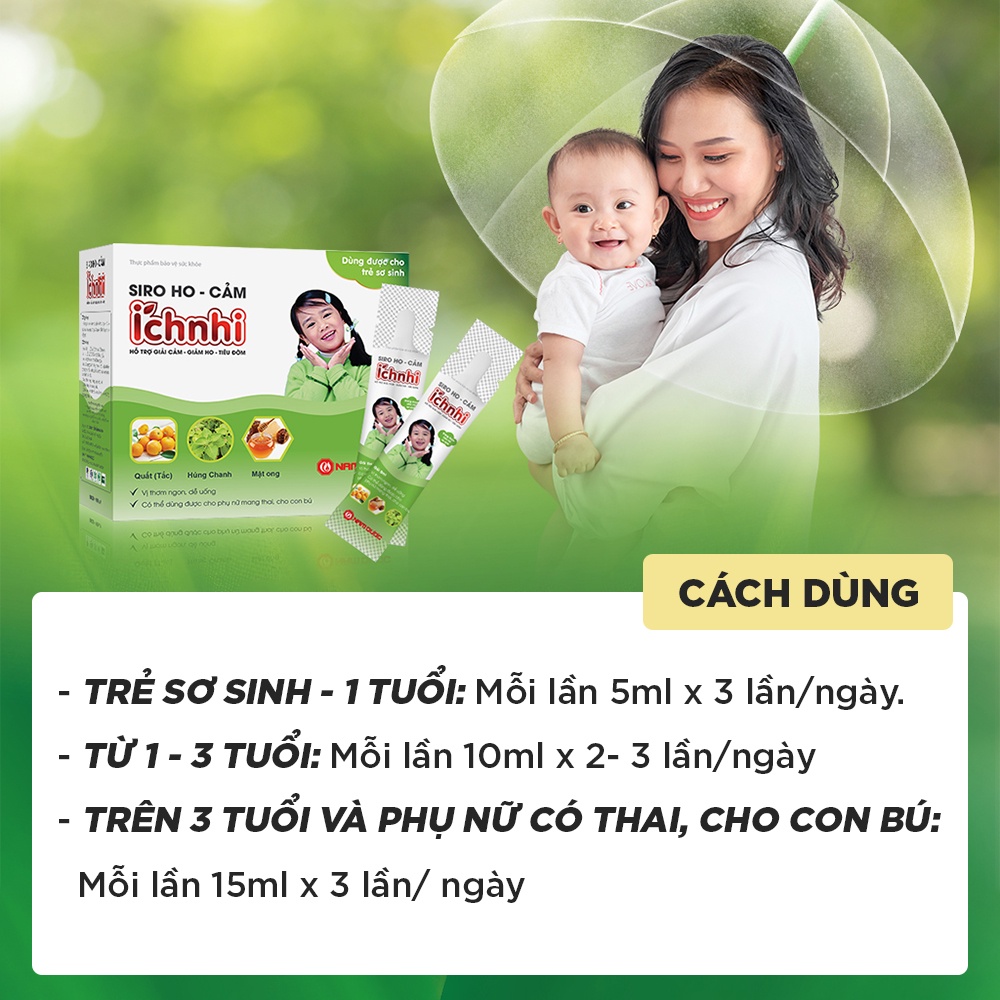 Ảnh Siro ho cảm Ích Nhi hộp 30 góix5ml hỗ trợ giải cảm, giảm ho,sổ mũi,tiêu đờm, dùng cho trẻ nhỏ,bà bầu 4