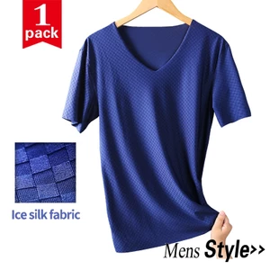 Áo Thun Lụa Lạnh Mỏng Tay Ngắn Cổ Chữ V Không Đường May Co Giãn Thời Trang Mùa Hè Cho Nam 191