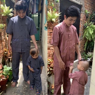 Lãnh Tụ Thêu Túi Bé Trai Tay Ngắn # Đồ Lam Đi Chùa