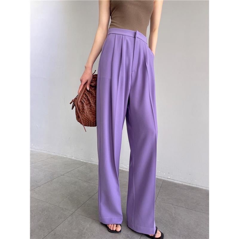 Quần Tây Nữ Lưng Cao May Theo Số Đo – Quần Công Sở Form Chuẩn Chất Liệu Cao Cấp Màu Tím | Diluclothing