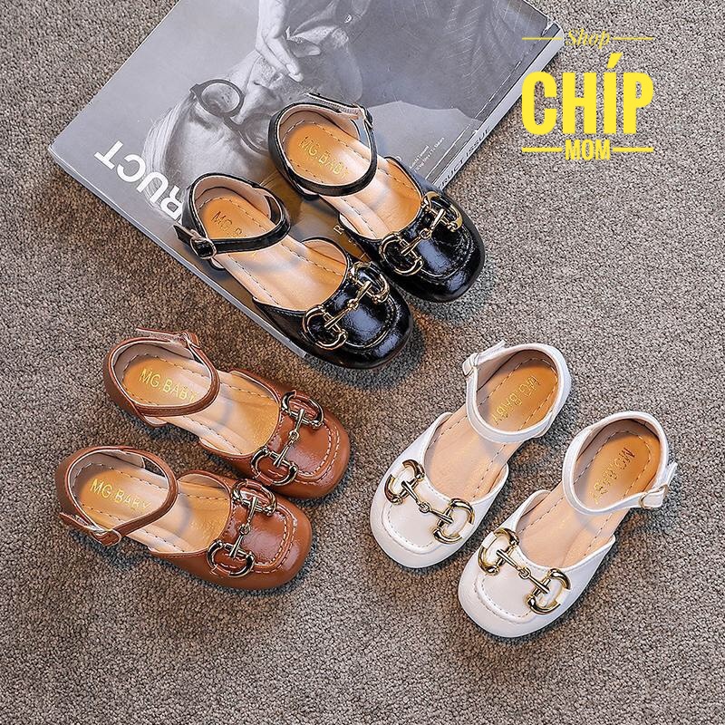 giày búp bê cho bé giày bệt bé gái có quai dán đế chống trượt da PU bóng mềm xích đẹp trung đại đi học full hộp bupbe601