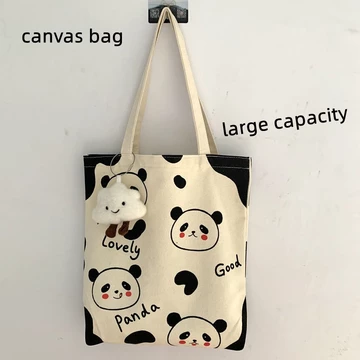 Women's Korean-Style Canvas Tote Bag – Large, for School