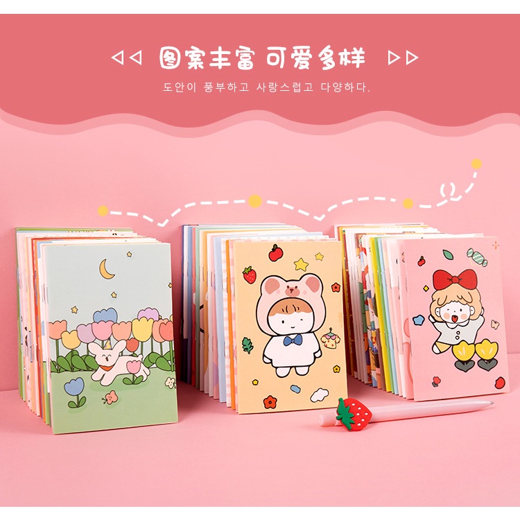 📒 COMBO 3 SỔ VỞ CẦM TAY MINI – HÌNH HOẠT HÌNH 8×10CM – 32 TRANG 🎀