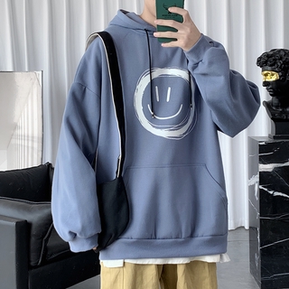 Áo hoodie tay dài in hình mặt cười 3 màu sắc dễ thương
