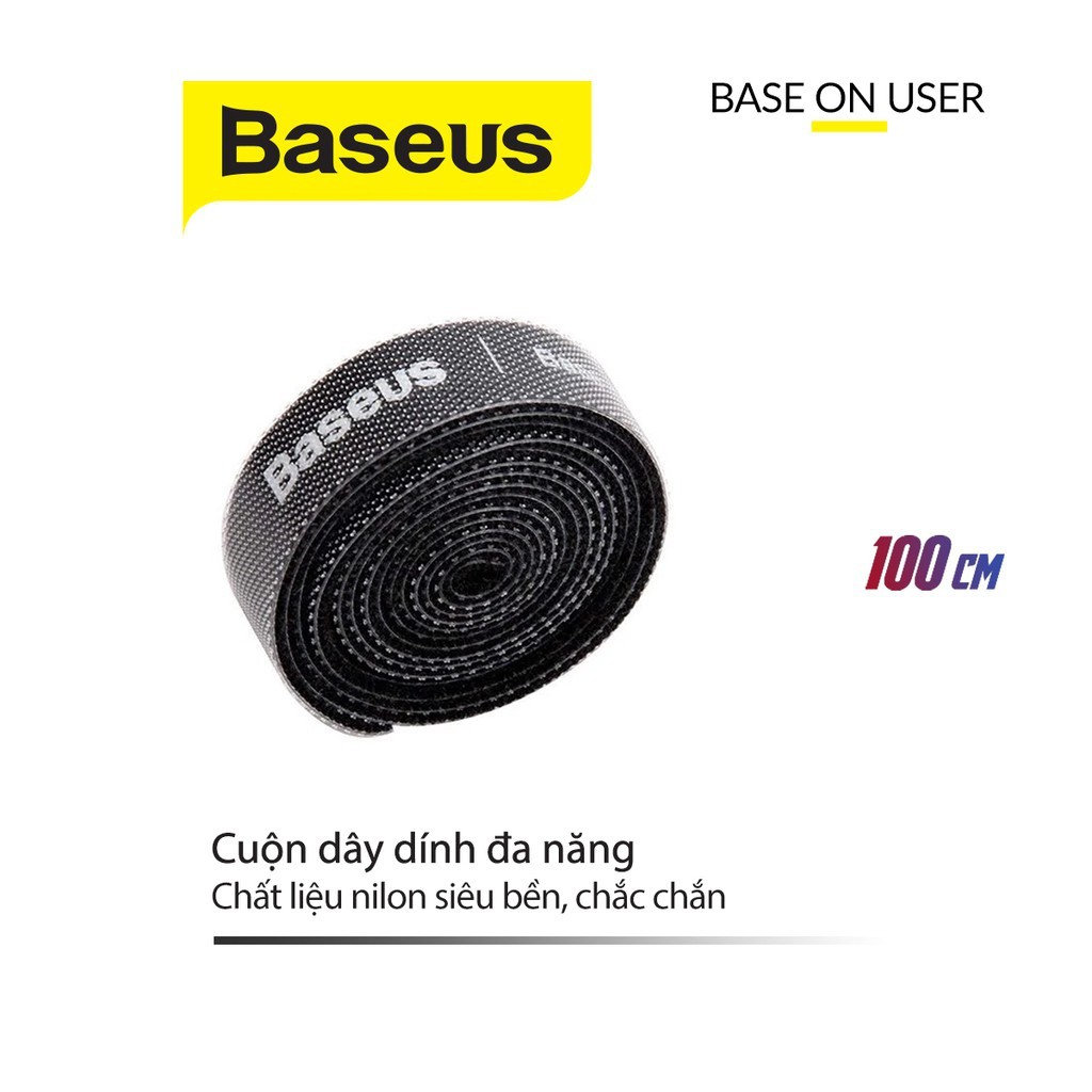 Dây dính đa năng Baseus Circle Velcro chất liệu nylon siêu bền bó cáp sạc, dây điện và dây của các thiết bị ngoại vi
