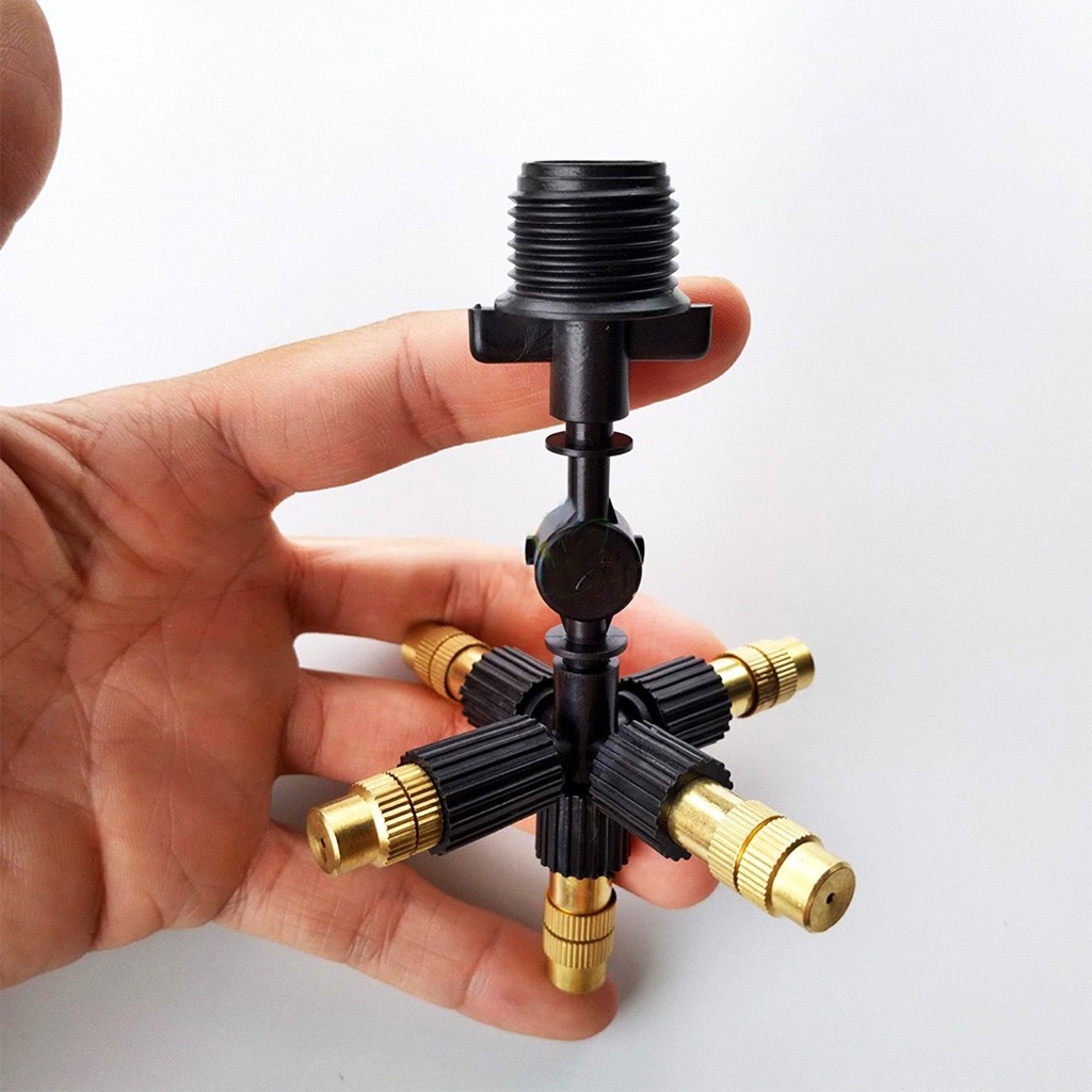 Béc tưới phun sương 5 hướng đầu đồng (Tùy chọn chân nối), đầu nối 6mm, 8mm, 21mm...