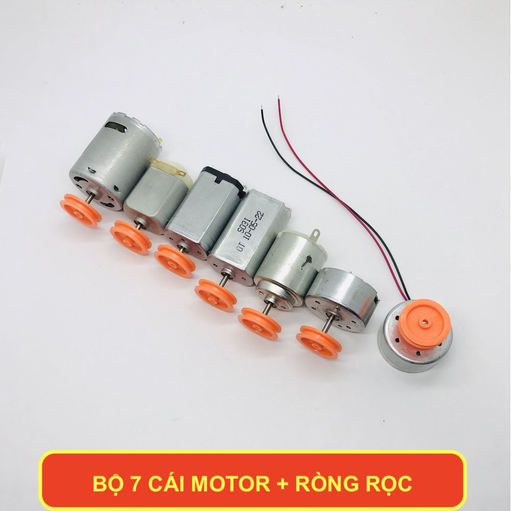 7 CÁI - bộ motor mô tơ mini dải điện áp 3V - 12V DIY kèm ròng rọc ...