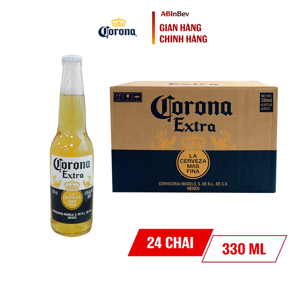 Bia Corona Extra nhập khẩu thùng 24 chai (330ml/chai)