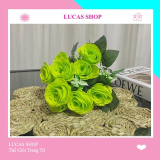 Hoa Giả- Cụm Hoa Hồng Tuyết 12 Nhánh Decor Nhà Cửa, văn Phòng Siêu Xinh