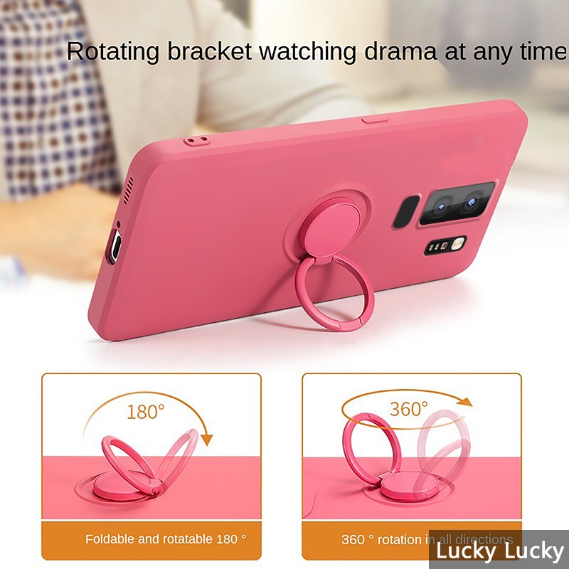 Ốp Điện Thoại Silicon Có Giá Đỡ Dạng Nhẫn Từ Tính Sang Trọng Cho Samsung S8 A05 S9 Plus Galaxy
