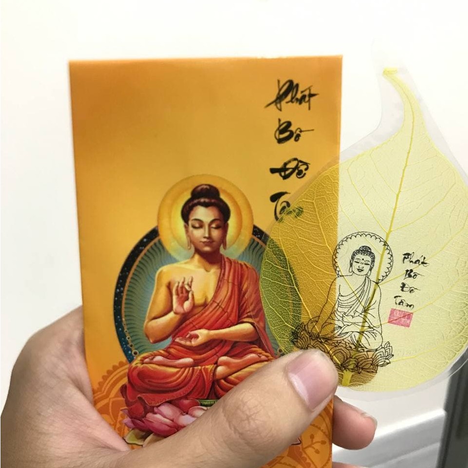 Ảnh Lá Bồ Đề Lá In/Khắc Hình Phật Màu Vàng - Phụ Kiện Để Bóp/Ví, Ốp Sau Điện Thoại | MTH JEWELRY 3