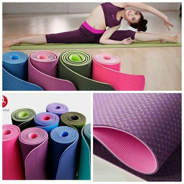 (XẢ KHO )Thảm Yoga TPE loại đẹp 2 lớp kèm túi đựng thảm
