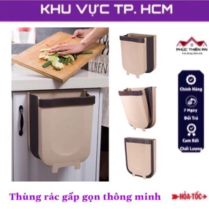 Thùng rác gấp gọn thông minh treo tủ bếp, treo sau ghế trên ô tô