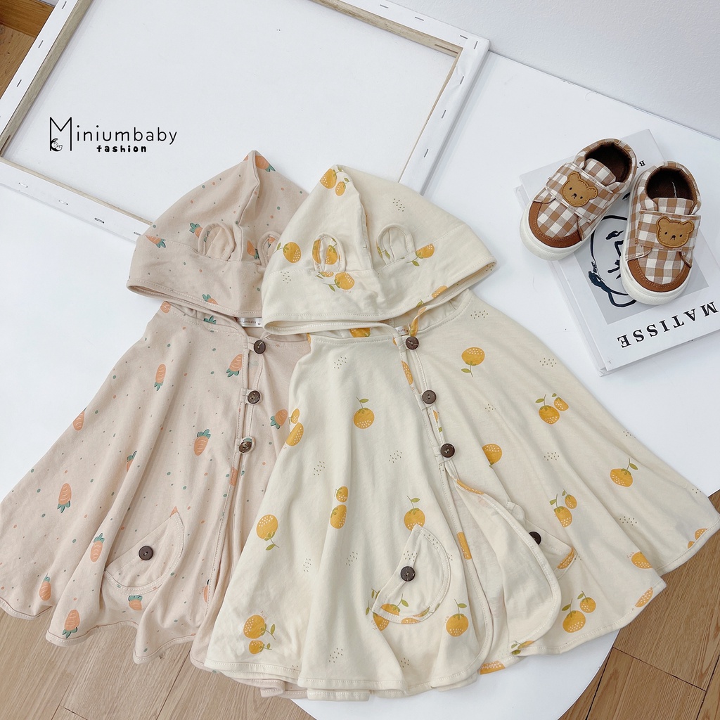Áo khoác choàng chống nắng, giữ ấm kiểu cánh dơi cho bé trai, gái từ 0-6 tuổi Miniumbaby ACCD