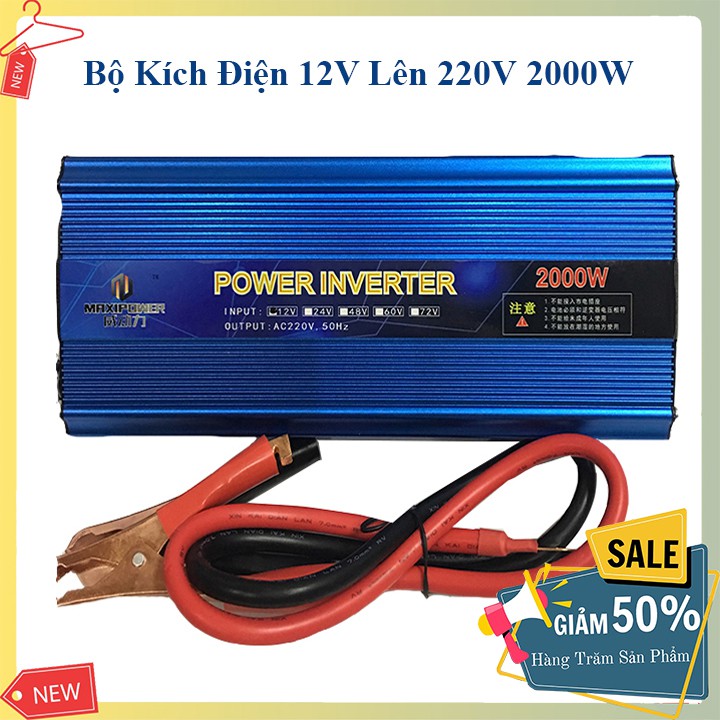 Kích điện 12v lên 220v MAXIPOWER 2000W thiết kế gọn nhẹ, an toàn khi sử dụng.