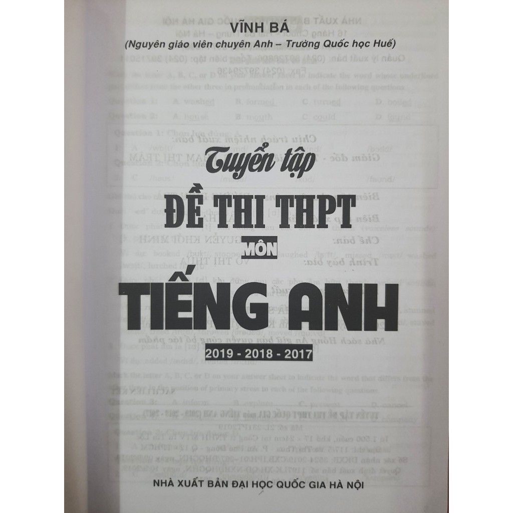 Ảnh Sách - Tuyển tập Đề thi THPT quốc gia Môn Tiếng Anh 2