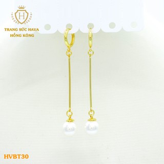 Bông Tai, Khuyên Tai Nữ Dáng Dài Xi Mạ Vàng Non Cao Cấp - Trang Sức Hava Hong Kong - HVBT30
