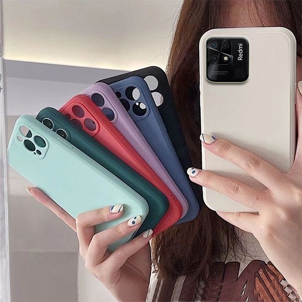 Ốp Lưng Xiaomi Cho Xiaomi Redmi 10C 10A 10 2022 9 9T Silicon Mờ Vỏ Điện Thoại Màu Kẹo Sang Trọng Vuông Màu Macaron Chất Lỏng Chống Sốc Bảo Vệ Camera Vỏ Mềm