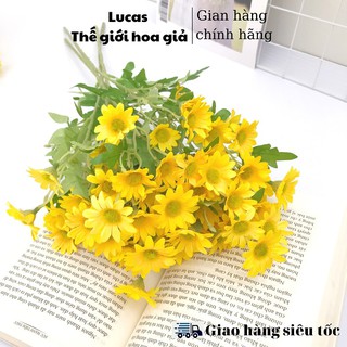 Combo 10 cành hoa giả - Hoa cúc họa mi Lucas 60cm trang trí bền, đẹp, thanh lịch, sang trọng, phụ kiện decor