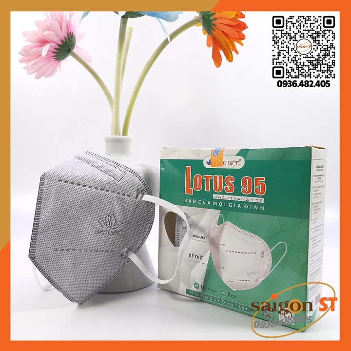 Hộp 10 cái, Khẩu trang y tế Sen Việt 5 lớp Lotus 95, khautrang senviet N95 cao cấp, kháng khuẩn chống bụi hợp thời trang
