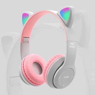 Tai Nghe Bluetooth P47 mz47 Hình Tai Mèo Dễ Thương Kèm mic Tiêu Chuẩn deerlu01