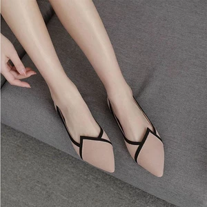 Giày búp bê da lộn mũi nhọn đế mềm thời trang mùa thu 2020 xinh xắn cho nữ