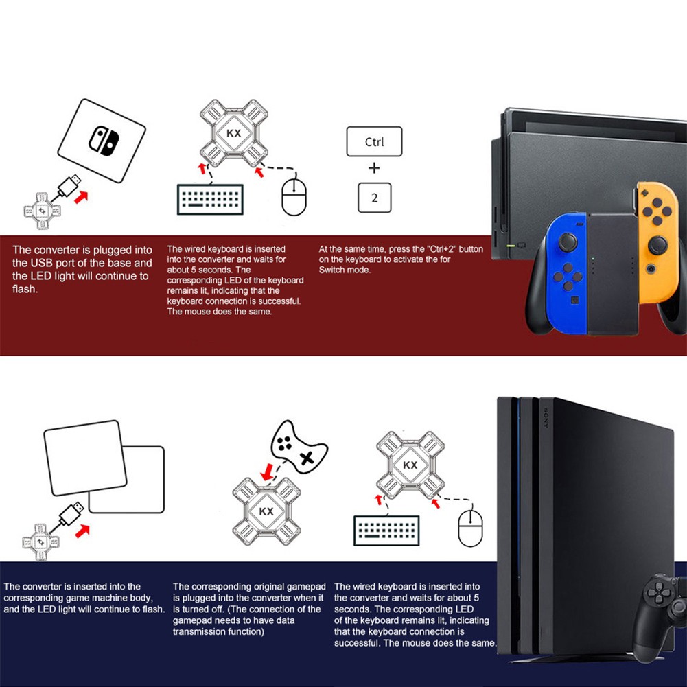 Bộ điều khiển trò chơi USB KX Bộ chuyển đổi bàn phím chuột chuyển đổi cho Switch / Xbox / PS4 / PS3