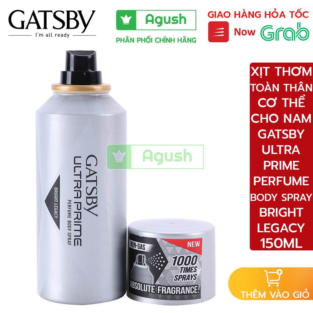 Xịt thơm toàn thân cơ thể người nam nữ nước hoa mát lưu hương lâu chính hãng Gatsby Ultra Prime Bright Legacy chai 150ml