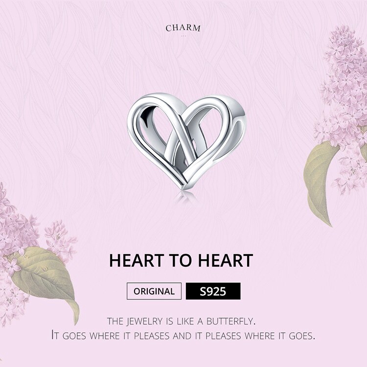 Hạt charm hình trái tim khoét rỗng Bamoer dùng trang trí đồ trang sức chuyên dụng