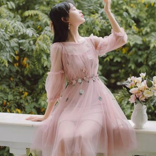 Đầm Ulzzang tiểu thư đính hoa phong cách Hàn Quốc | Shopee Việt Nam