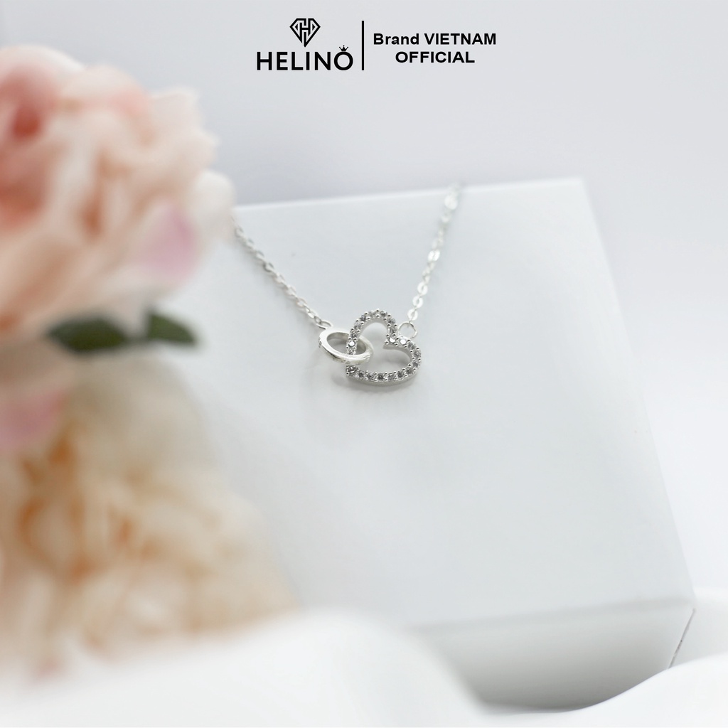 Mô tả Dây chuyền bạc nữ HELINO vòng tròn trái tim đính đá, trang sức phụ kiện lấp lánh C05 - 3
