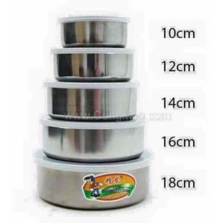 5 bát inox đựng thực phẩm có nắp đậy silicon,Bát inox bảo quản thực phẩm tủ lạnh
