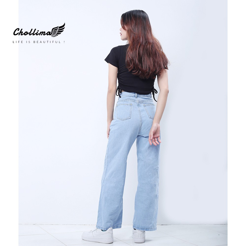 Ảnh Quần jeans nữ Chollima ống rộng SIMPLE JEAN Unisex vải jean cao cấp chất đẹp QD026 2
