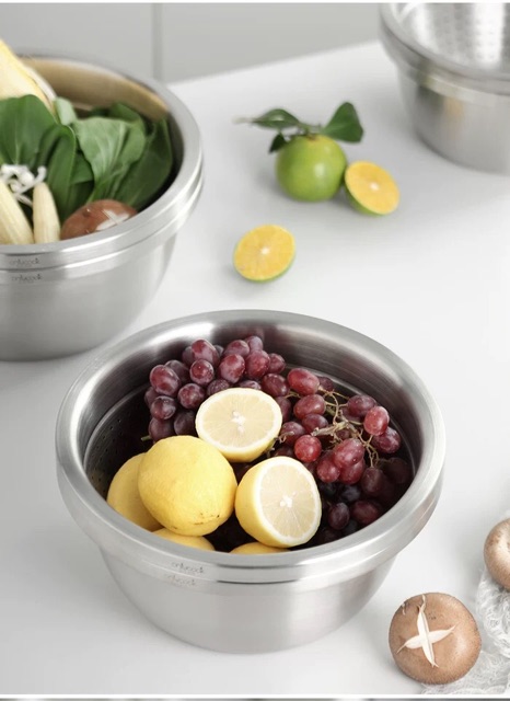 Bộ thau rổ inox 304 loại mờ - Onlycook nhiều kích thước